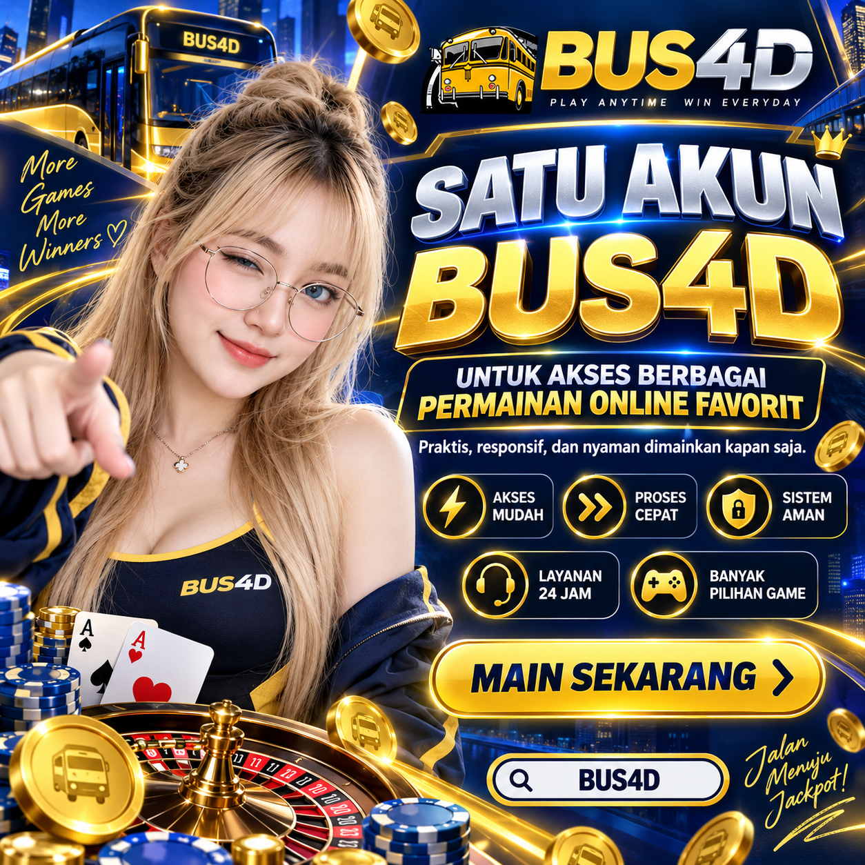 Banner BUS4D untuk akses berbagai permainan online favorit dalam satu akun